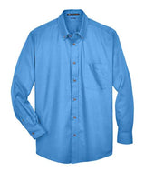Harriton M500 Men's Easy Blend Long-Sleeve TwillShirt withStain-Release #color_NAUTICAL BLUE