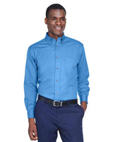 Harriton M500 Men's Easy Blend Long-Sleeve TwillShirt withStain-Release #color_NAUTICAL BLUE