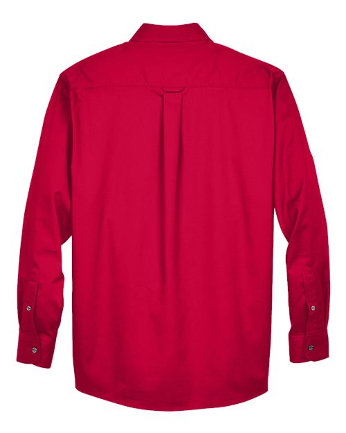 Harriton M500 Men's Easy Blend Long-Sleeve TwillShirt withStain-Release #color_RED
