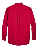 Harriton M500 Men's Easy Blend Long-Sleeve TwillShirt withStain-Release #color_RED