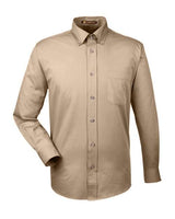 Harriton M500 Men's Easy Blend Long-Sleeve TwillShirt withStain-Release #color_STONE