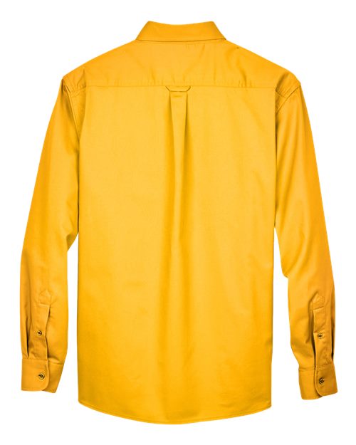 Harriton M500 Men's Easy Blend Long-Sleeve TwillShirt withStain-Release #color_SUNRAY YELLOW