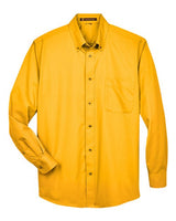 Harriton M500 Men's Easy Blend Long-Sleeve TwillShirt withStain-Release #color_SUNRAY YELLOW