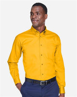 Harriton M500 Men's Easy Blend Long-Sleeve TwillShirt withStain-Release #color_SUNRAY YELLOW