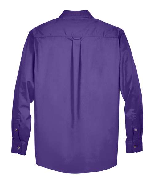 Harriton M500 Men's Easy Blend Long-Sleeve TwillShirt withStain-Release #color_TEAM PURPLE