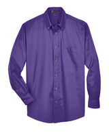 Harriton M500 Men's Easy Blend Long-Sleeve TwillShirt withStain-Release #color_TEAM PURPLE