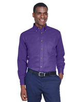 Harriton M500 Men's Easy Blend Long-Sleeve TwillShirt withStain-Release #color_TEAM PURPLE