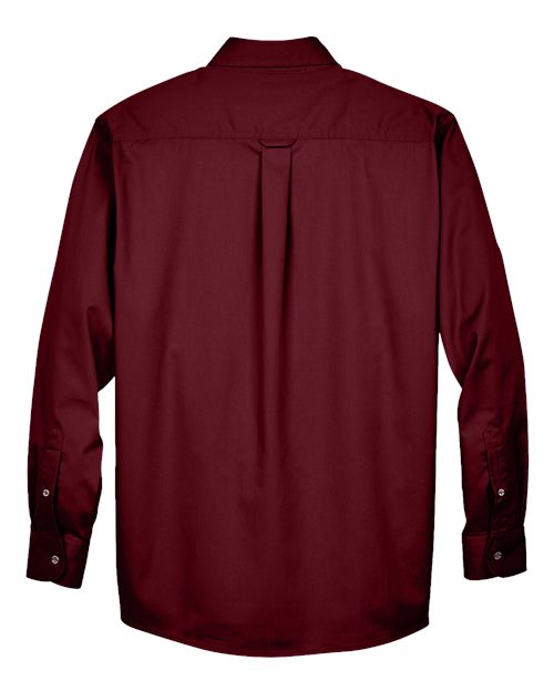 Harriton M500 Men's Easy Blend Long-Sleeve TwillShirt withStain-Release #color_WINE