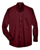 Harriton M500 Men's Easy Blend Long-Sleeve TwillShirt withStain-Release #color_WINE