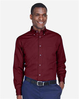 Harriton M500 Men's Easy Blend Long-Sleeve TwillShirt withStain-Release #color_WINE