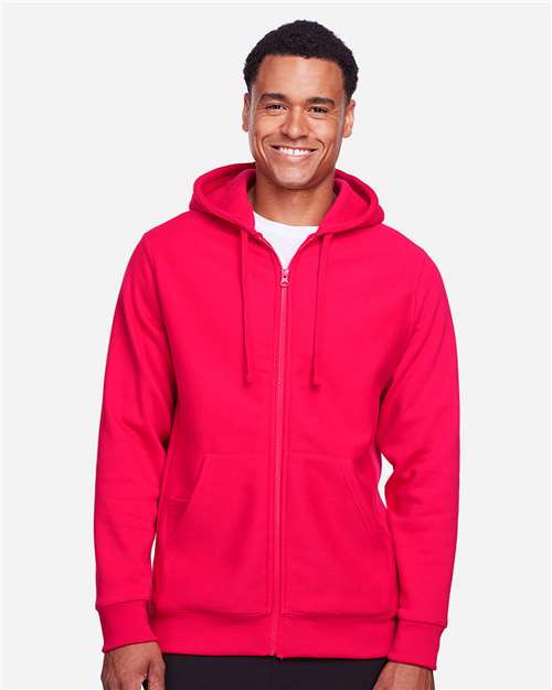 Team 365 TT95 Men's Zone HydroSport Heavyweight Full-Zip Hooded Sweatshirt #color_SPORT RED