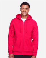 Team 365 TT95 Men's Zone HydroSport Heavyweight Full-Zip Hooded Sweatshirt #color_SPORT RED