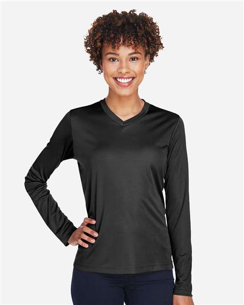 Team 365 TT11WL Ladies' Zone Performance Long-Sleeve T-Shirt #color_BLACK