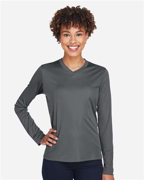 Team 365 TT11WL Ladies' Zone Performance Long-Sleeve T-Shirt #color_SPORT GRAPHITE