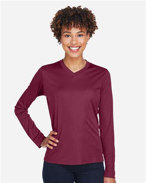 Team 365 TT11WL Ladies' Zone Performance Long-Sleeve T-Shirt #color_SPORT MAROON