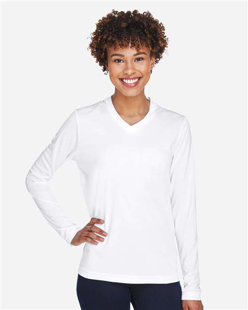 Team 365 TT11WL Ladies' Zone Performance Long-Sleeve T-Shirt #color_WHITE
