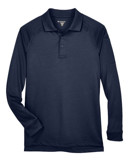 Harriton M211L Men's Advantage Snag Protection Plus Long-Sleeve Tactical Polo #color_DARK NAVY