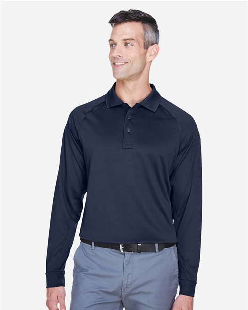 Harriton M211L Men's Advantage Snag Protection Plus Long-Sleeve Tactical Polo #color_DARK NAVY
