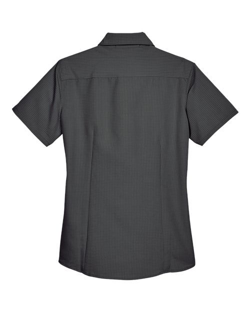 Harriton M560W Ladies' Barbados Textured CampShirt #color_BLACK