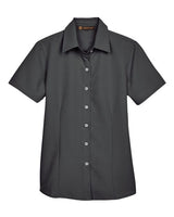 Harriton M560W Ladies' Barbados Textured CampShirt #color_BLACK