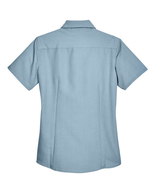 Harriton M560W Ladies' Barbados Textured CampShirt #color_CLOUD BLUE