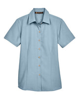 Harriton M560W Ladies' Barbados Textured CampShirt #color_CLOUD BLUE