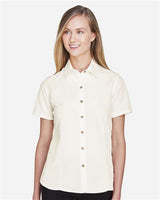 Harriton M560W Ladies' Barbados Textured CampShirt #color_CREME