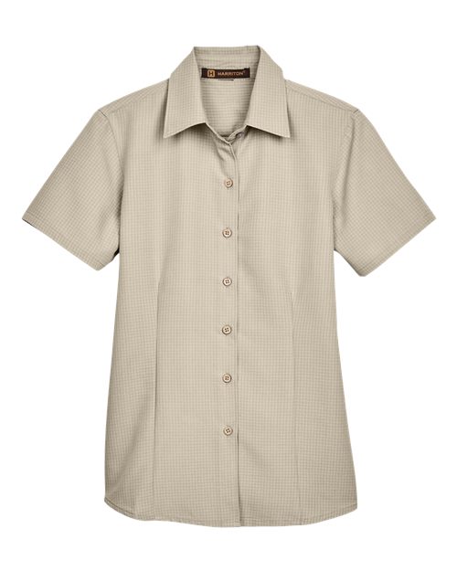 Harriton M560W Ladies' Barbados Textured CampShirt #color_KHAKI
