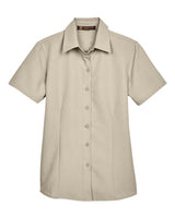 Harriton M560W Ladies' Barbados Textured CampShirt #color_KHAKI