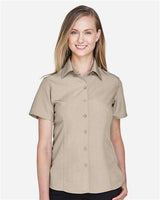 Harriton M560W Ladies' Barbados Textured CampShirt #color_KHAKI