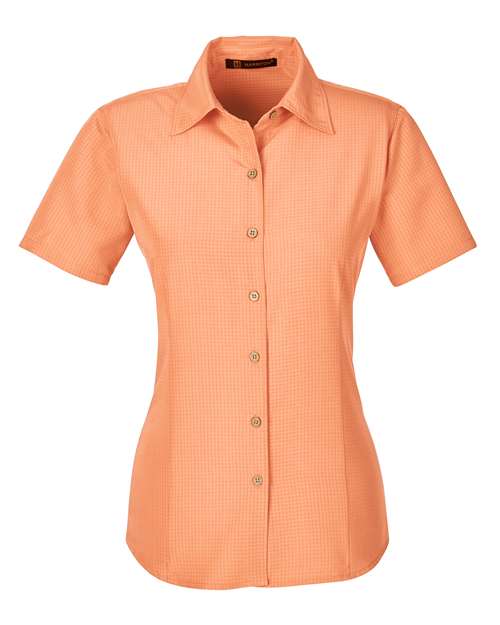 Harriton M560W Ladies' Barbados Textured CampShirt #color_NECTARINE