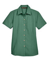 Harriton M560W Ladies' Barbados Textured CampShirt #color_PALM GREEN