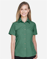 Harriton M560W Ladies' Barbados Textured CampShirt #color_PALM GREEN