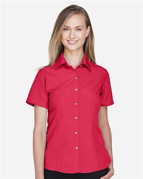 Harriton M560W Ladies' Barbados Textured CampShirt #color_PARROT RED