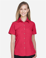 Harriton M560W Ladies' Barbados Textured CampShirt #color_PARROT RED