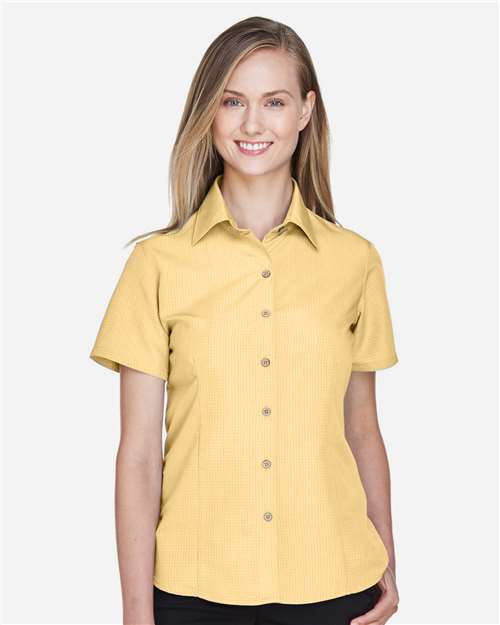 Harriton M560W Ladies' Barbados Textured CampShirt #color_PINEAPPLE