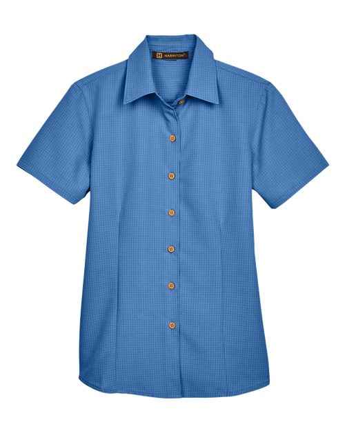 Harriton M560W Ladies' Barbados Textured CampShirt #color_POOL BLUE
