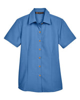 Harriton M560W Ladies' Barbados Textured CampShirt #color_POOL BLUE