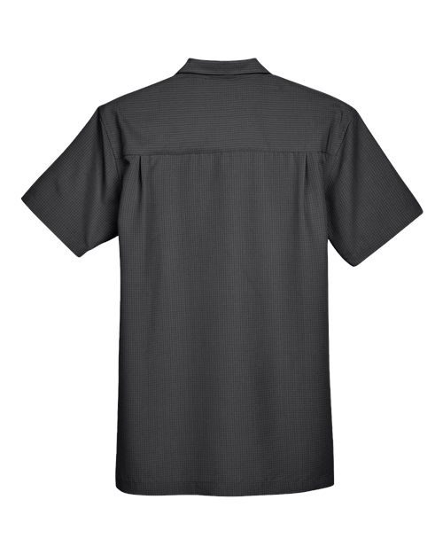Harriton M560 Men's Barbados Textured CampShirt #color_BLACK