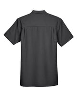 Harriton M560 Men's Barbados Textured CampShirt #color_BLACK