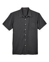 Harriton M560 Men's Barbados Textured CampShirt #color_BLACK