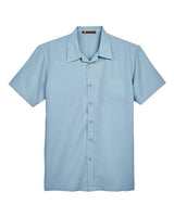Harriton M560 Men's Barbados Textured CampShirt #color_CLOUD BLUE