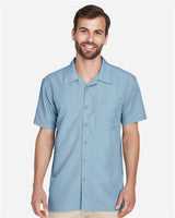 Harriton M560 Men's Barbados Textured CampShirt #color_CLOUD BLUE