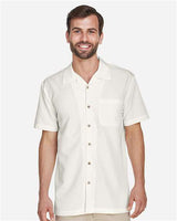 Harriton M560 Men's Barbados Textured CampShirt #color_CREME