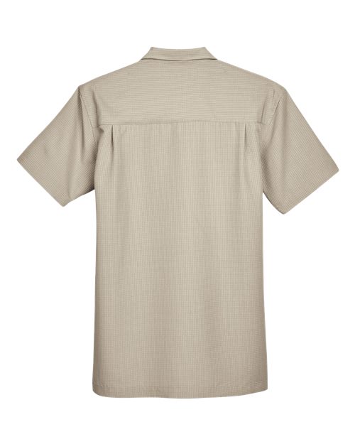 Harriton M560 Men's Barbados Textured CampShirt #color_KHAKI