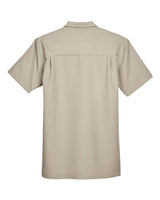 Harriton M560 Men's Barbados Textured CampShirt #color_KHAKI