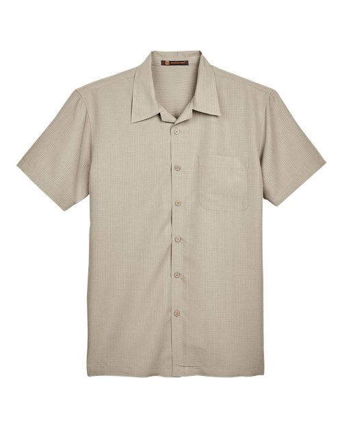 Harriton M560 Men's Barbados Textured CampShirt #color_KHAKI