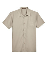 Harriton M560 Men's Barbados Textured CampShirt #color_KHAKI