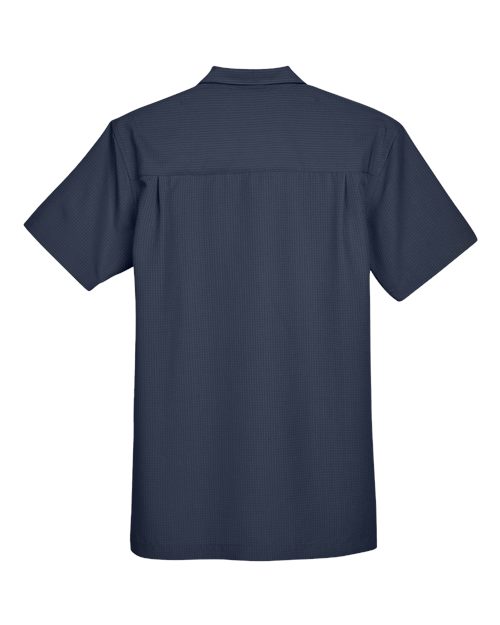 Harriton M560 Men's Barbados Textured CampShirt #color_NAVY