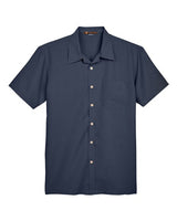 Harriton M560 Men's Barbados Textured CampShirt #color_NAVY